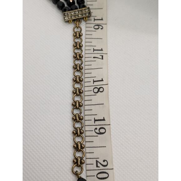 HEIDI DAUS "Belgian Disc" Crystal 3-Row Beaded Necklace Black 20" Adjustable - Picture 8 of 8